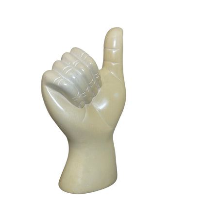 Handmade Soapstone Thumbs Up Statue: African Art Decor