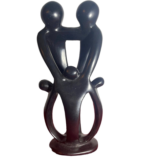 Hand-Carved Soapstone Family Sculpture: Symbol of Love (10-Inch)