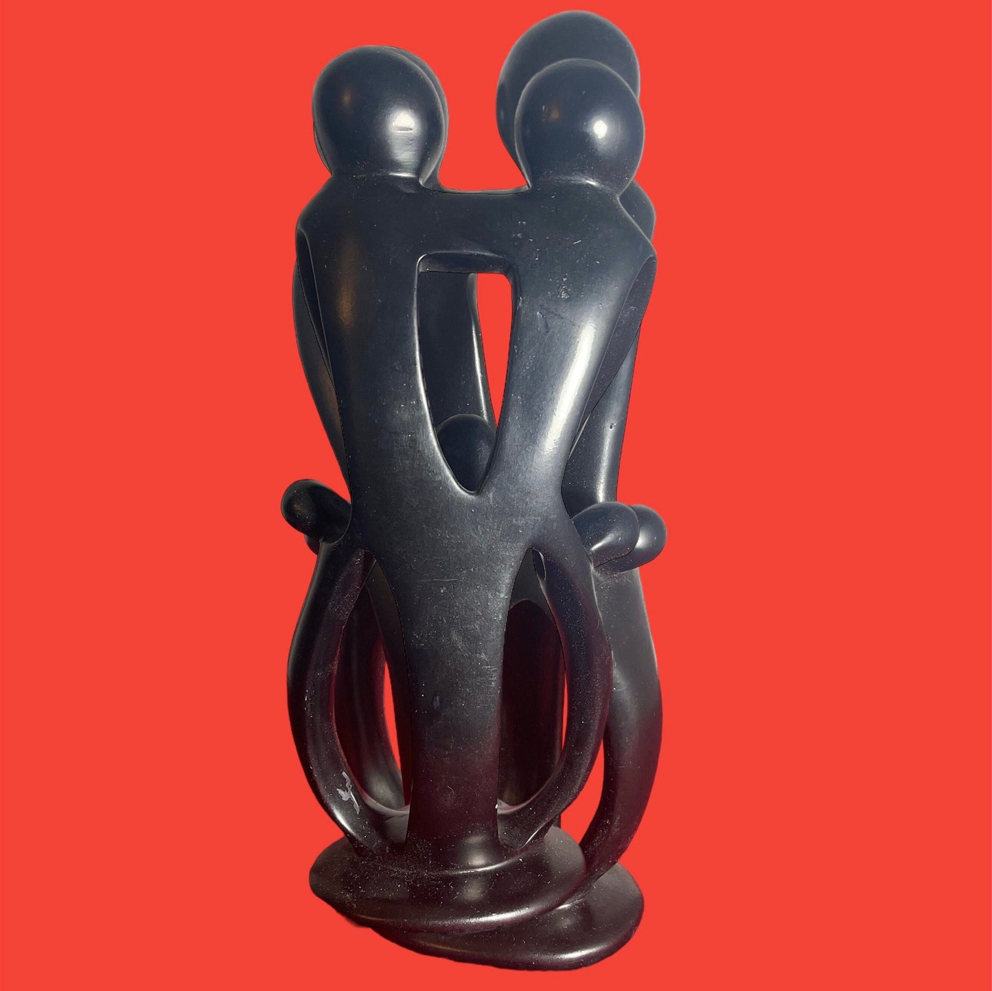 Hand-Carved Soapstone Family Sculpture: Symbol of Love (10-Inch)
