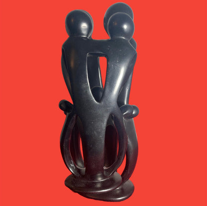 Hand-Carved Soapstone Family Sculpture: Symbol of Love (10-Inch)