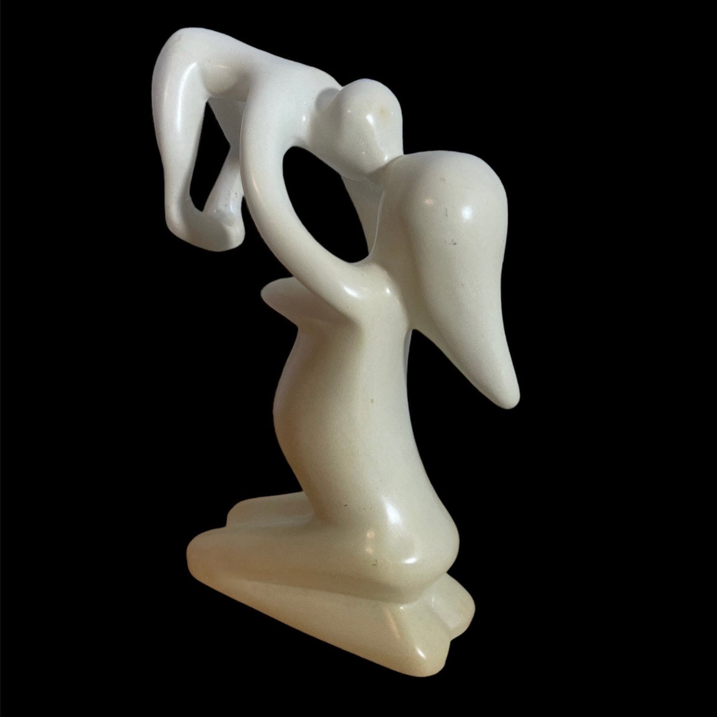 Handcrafted Soapstone Mom and Baby Sculpture: Elegant Home Decor