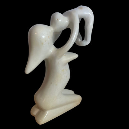 Handcrafted Soapstone Mom and Baby Sculpture: Elegant Home Decor