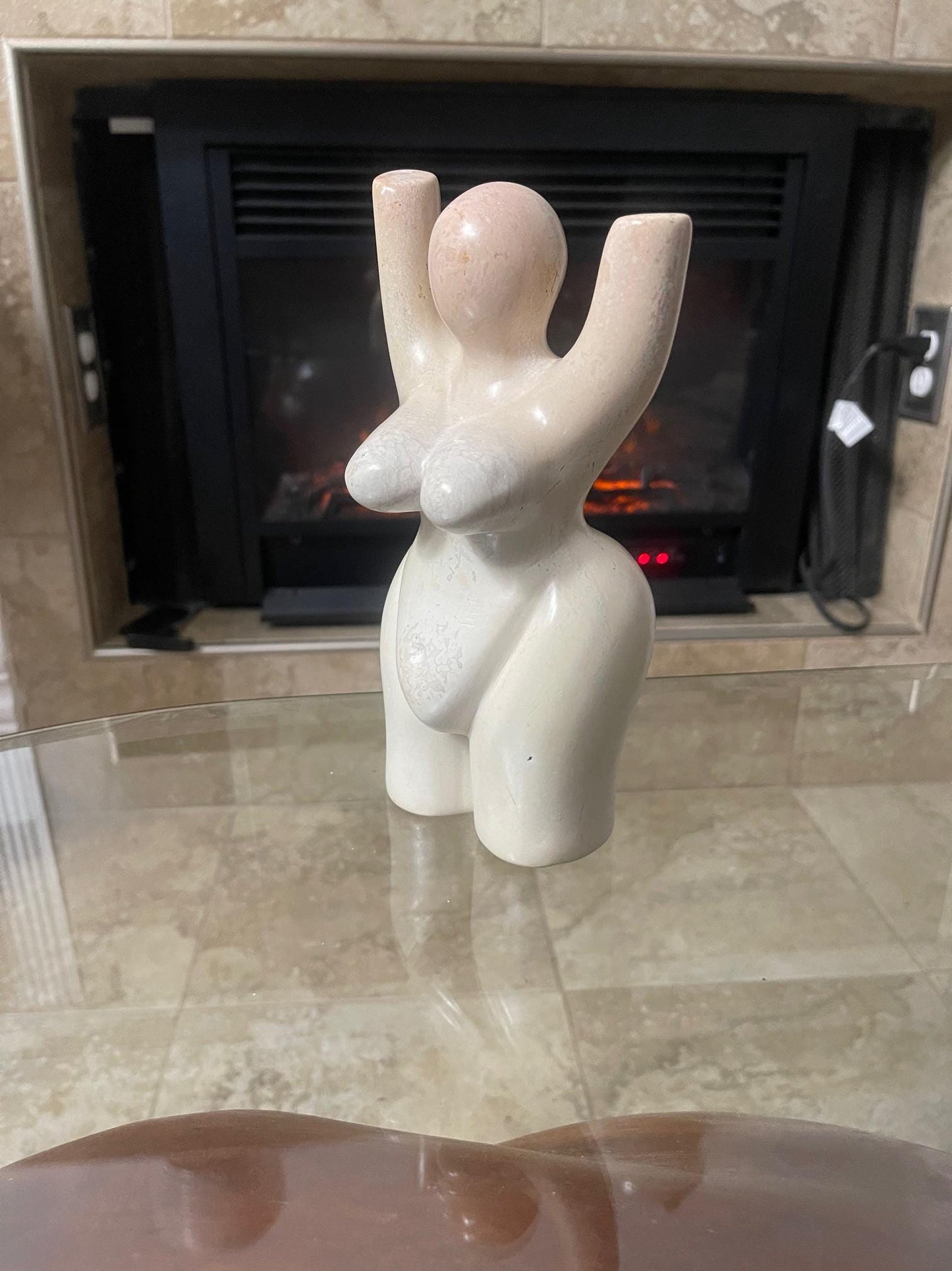 Handmade Soapstone Female Torso Sculpture, Voluptuous Body Art