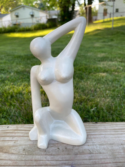 Hand-Carved Soapstone Sculpture: "Sensuous Lady" Curvy Female Form Art