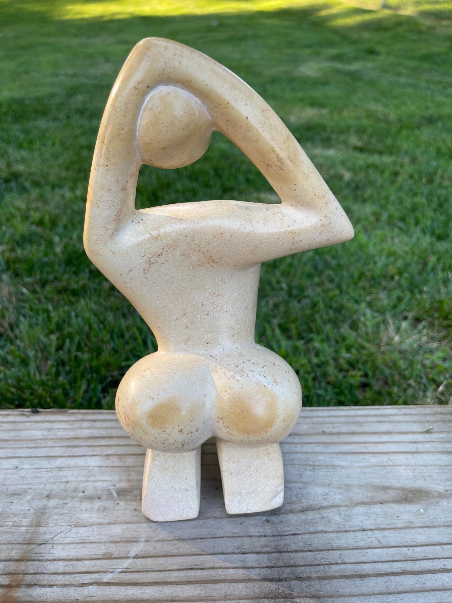Hand-Carved Soapstone Sculpture: Surrealist Woman Figurine