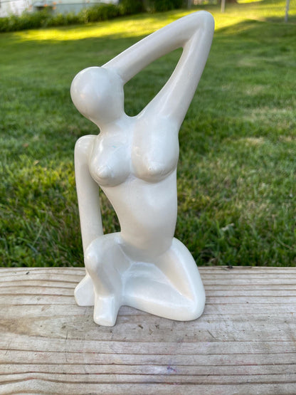 Hand-Carved Soapstone Sculpture: "Sensuous Lady" Curvy Female Form Art