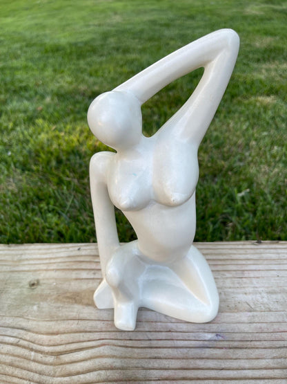 Hand-Carved Soapstone Sculpture: "Sensuous Lady" Curvy Female Form Art