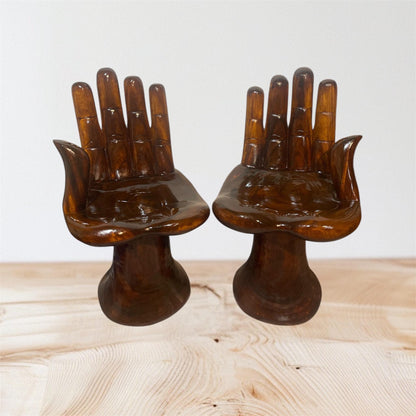 Hand-Carved Wooden Hand Chair: Pedro Friedeberg Style, Meditative Decor