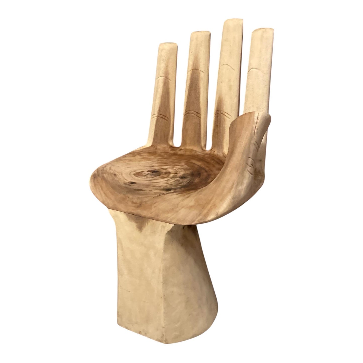 Hand-Carved Wooden Hand Chair - Sculptural Accent Seat
