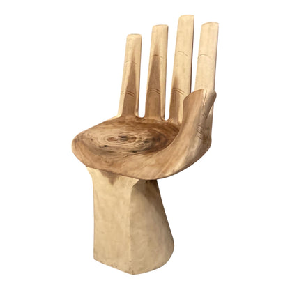 Hand-Carved Wooden Hand Chair - Sculptural Accent Seat