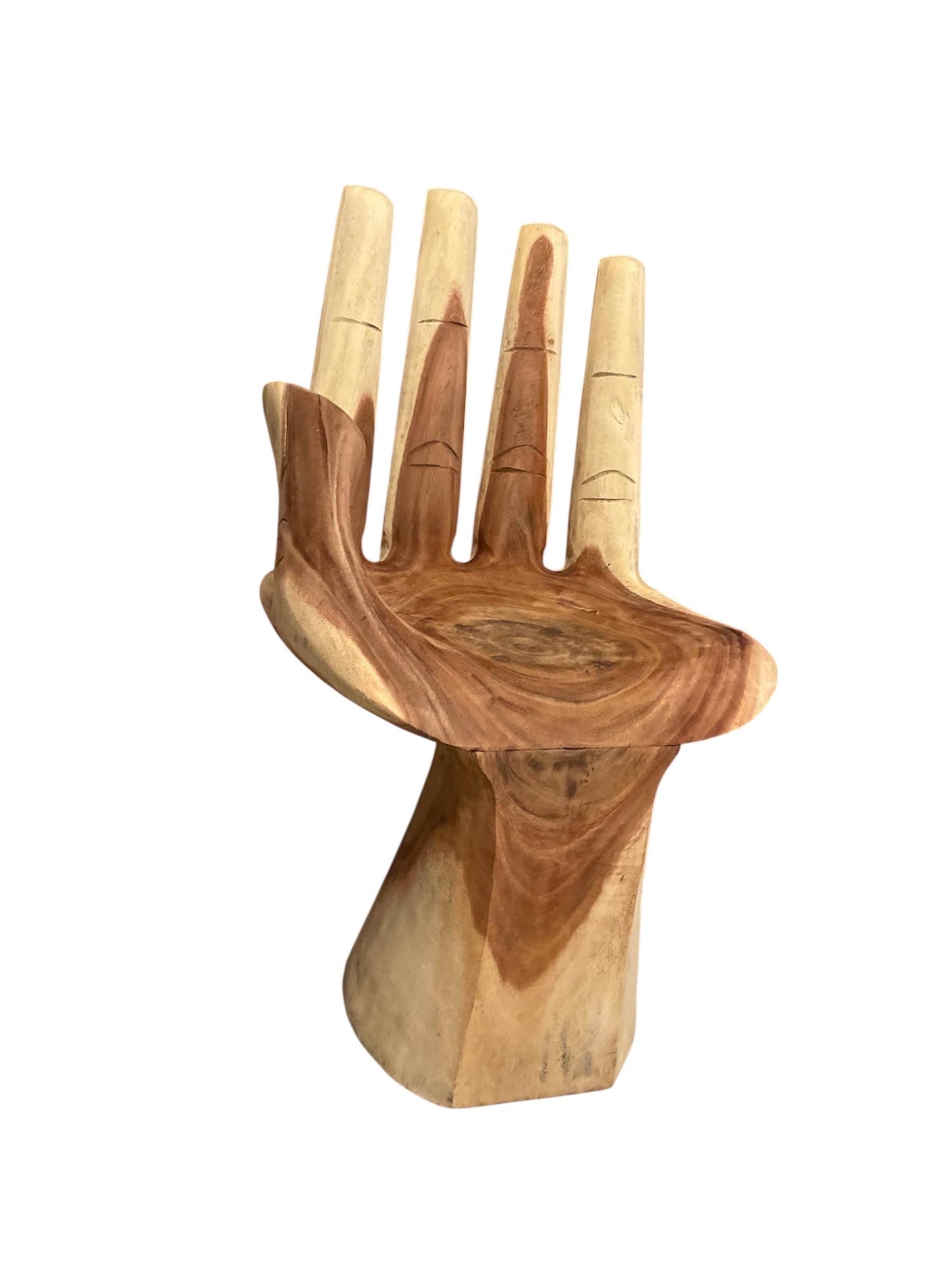 Hand-Carved Wooden Hand Chair - Sculptural Accent Seat