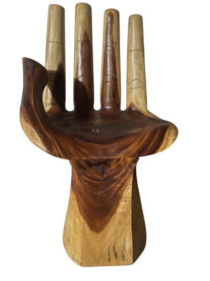 Hand-Carved Wooden Hand Chair - Sculptural Accent Seat