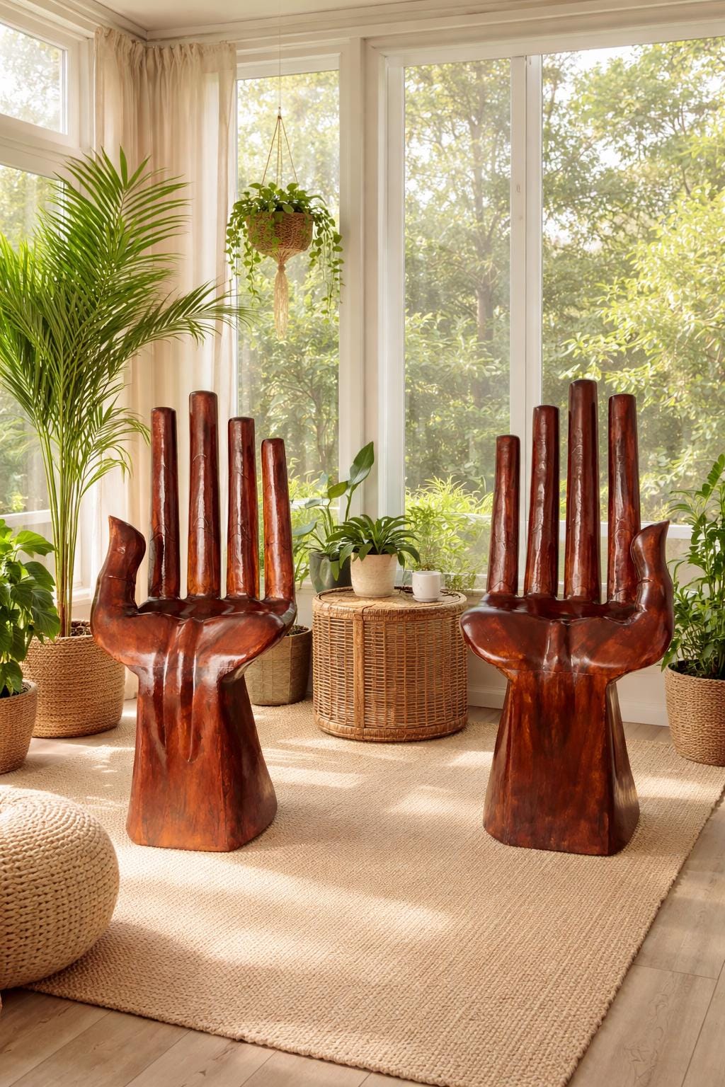 Hand Carved Wooden Hand Chair | Large Sculptural Accent Chair | Artisan Statement Furniture | One of a Kind Wood Chair