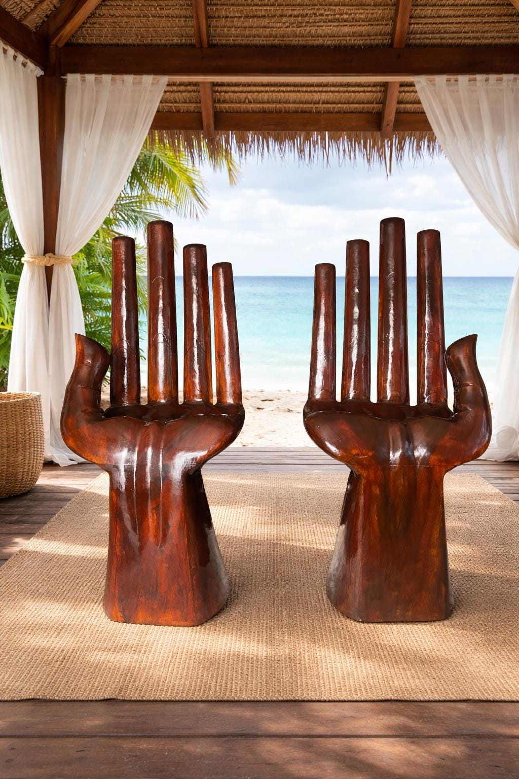 Hand Carved Wooden Hand Chair | Large Sculptural Accent Chair | Artisan Statement Furniture | One of a Kind Wood Chair