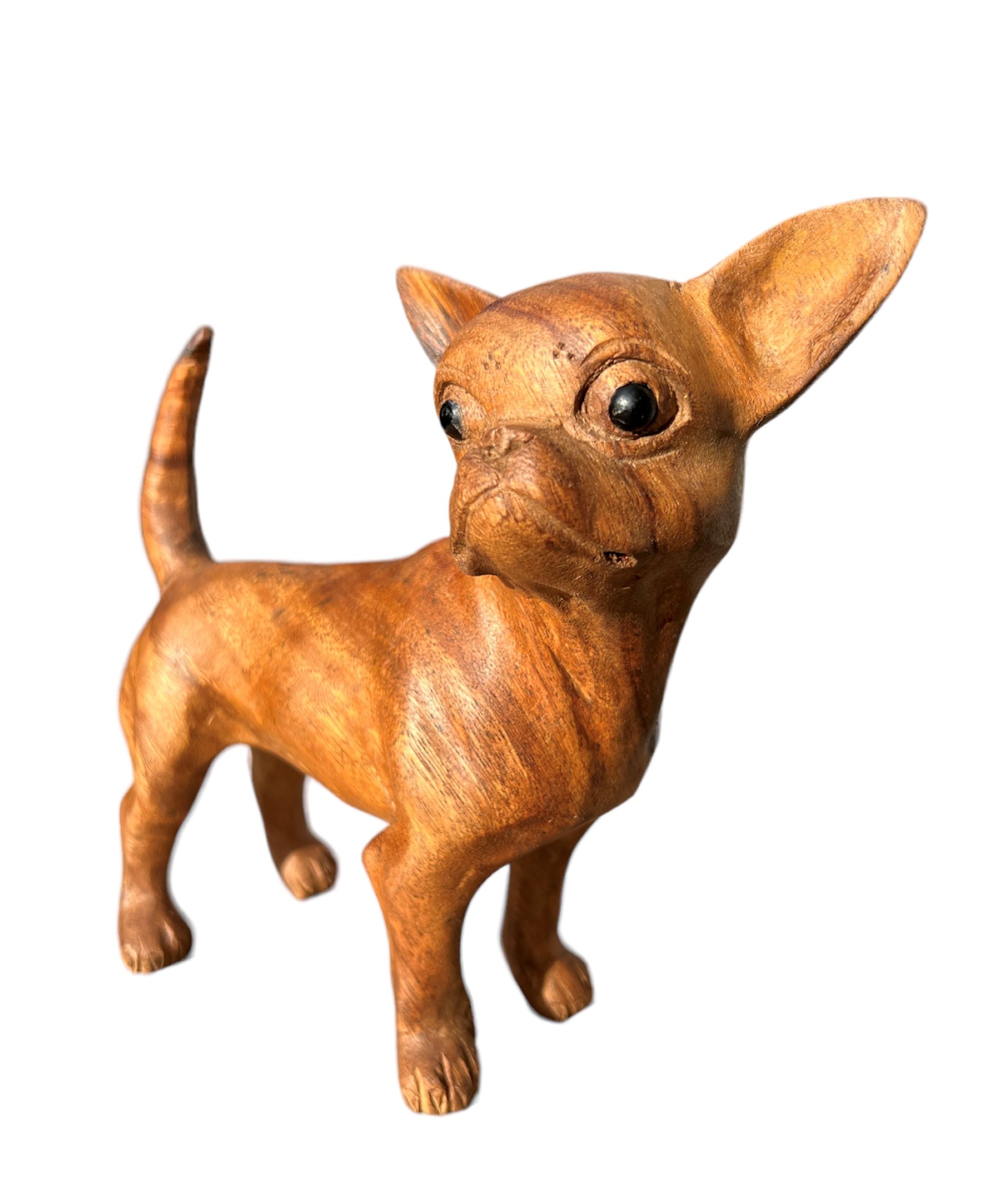 Wooden chihuahua Dog Statue